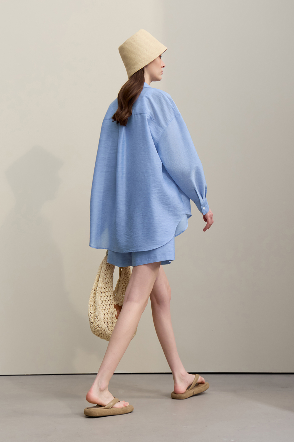 Vacation Drop Shoulder Shirt+Casual Shorts