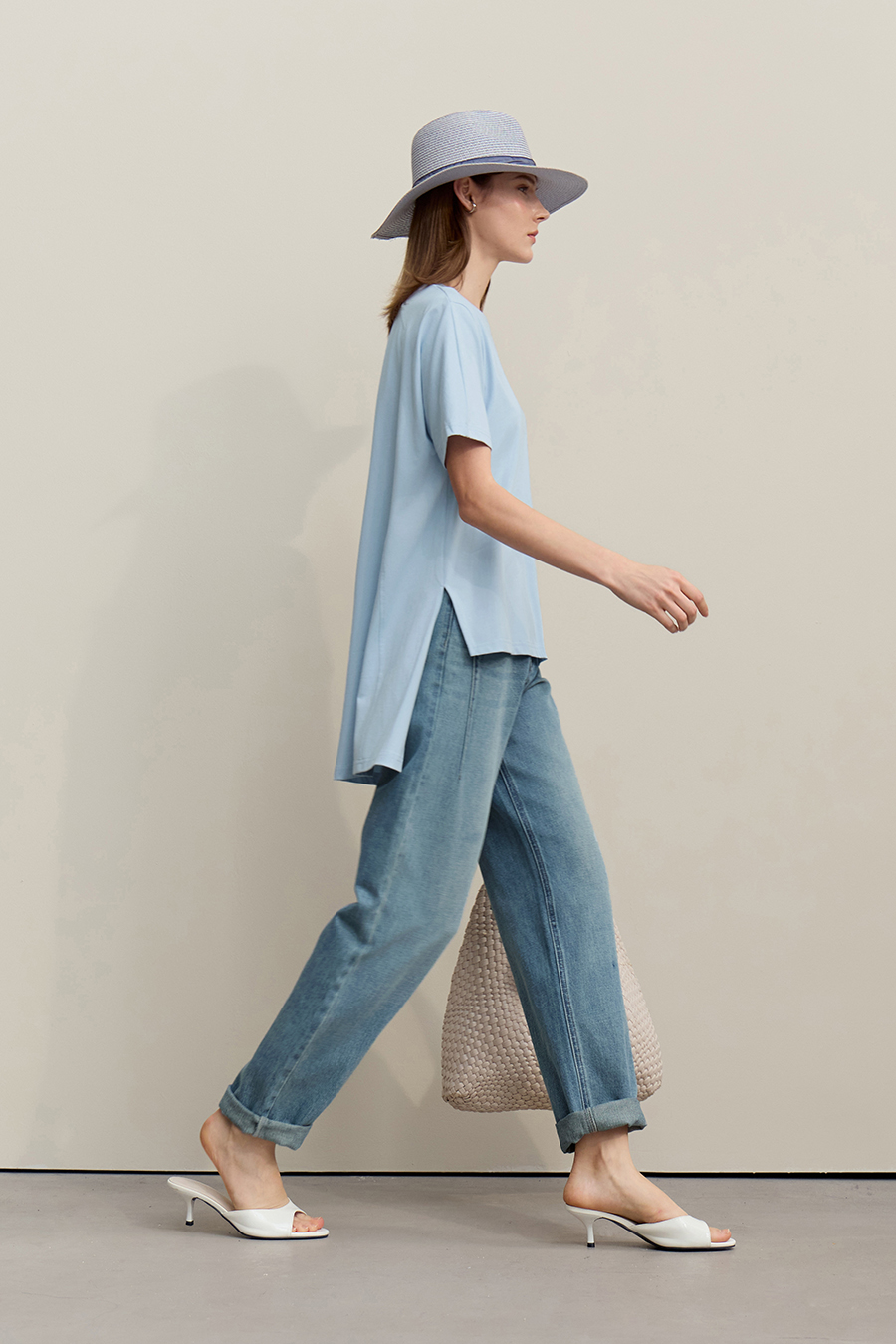 High-low Hem Pure Cotton T-shirt|AMII
