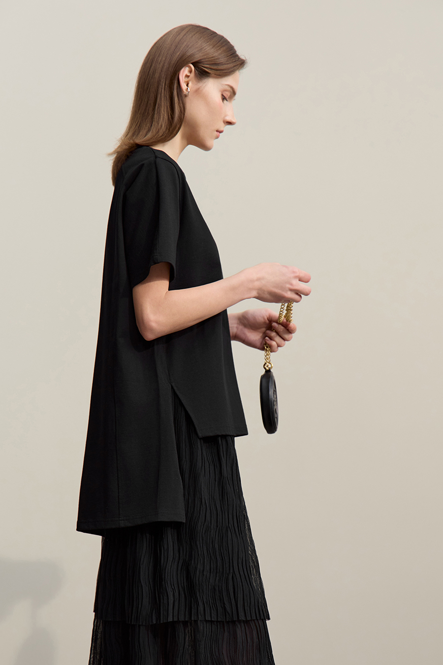 High-low Hem Pure Cotton T-shirt|AMII