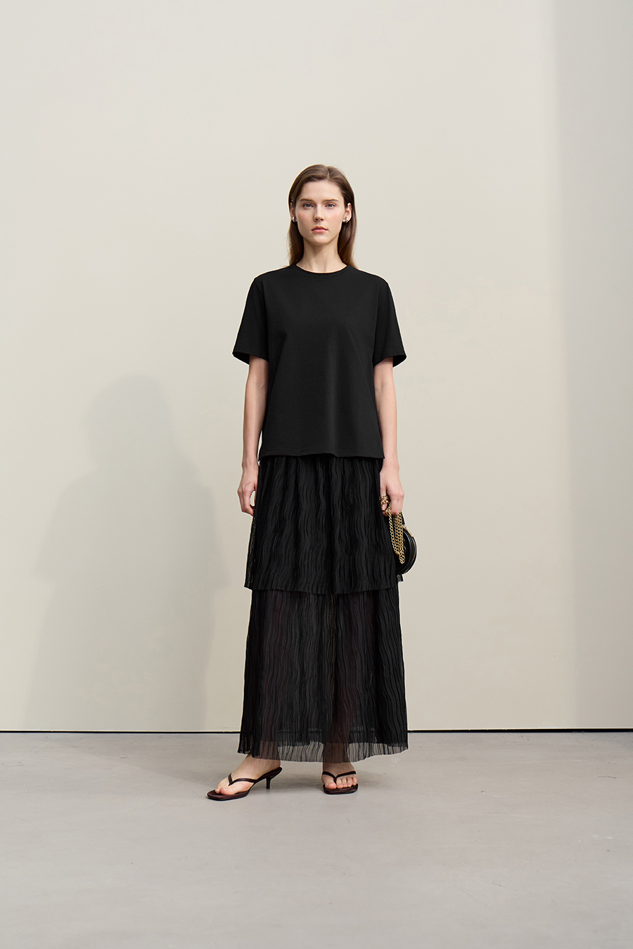 High-low Hem Pure Cotton T-shirt|AMII