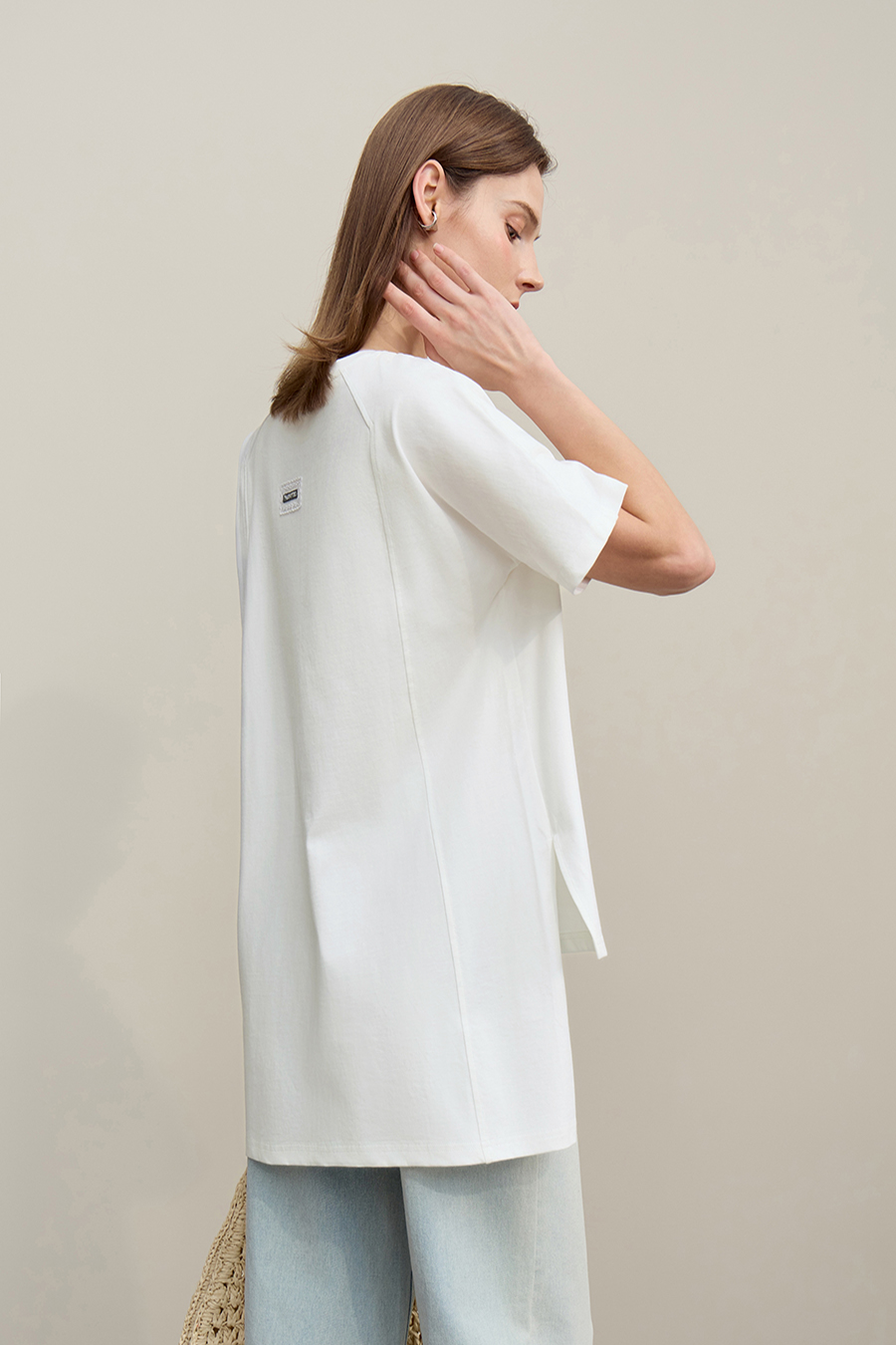 High-low Hem Pure Cotton T-shirt|AMII