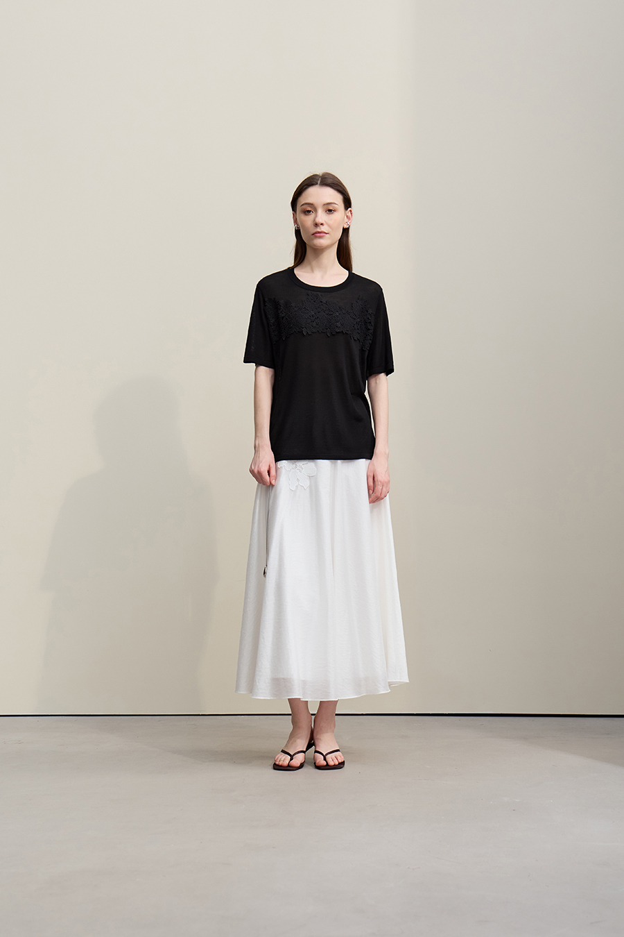 Lace Trim Knit Sweater|AMII