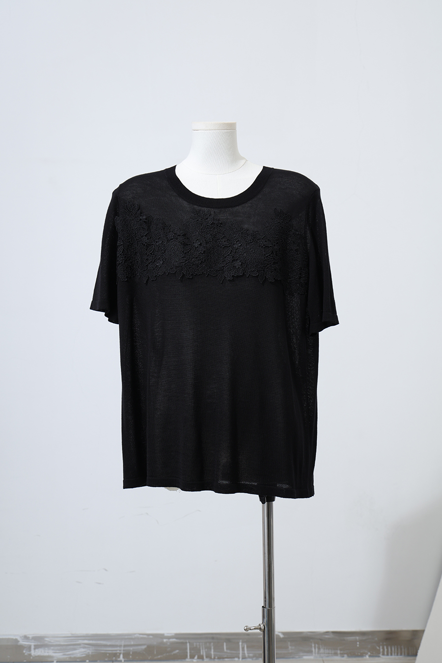 Lace Trim Knit Sweater|AMII