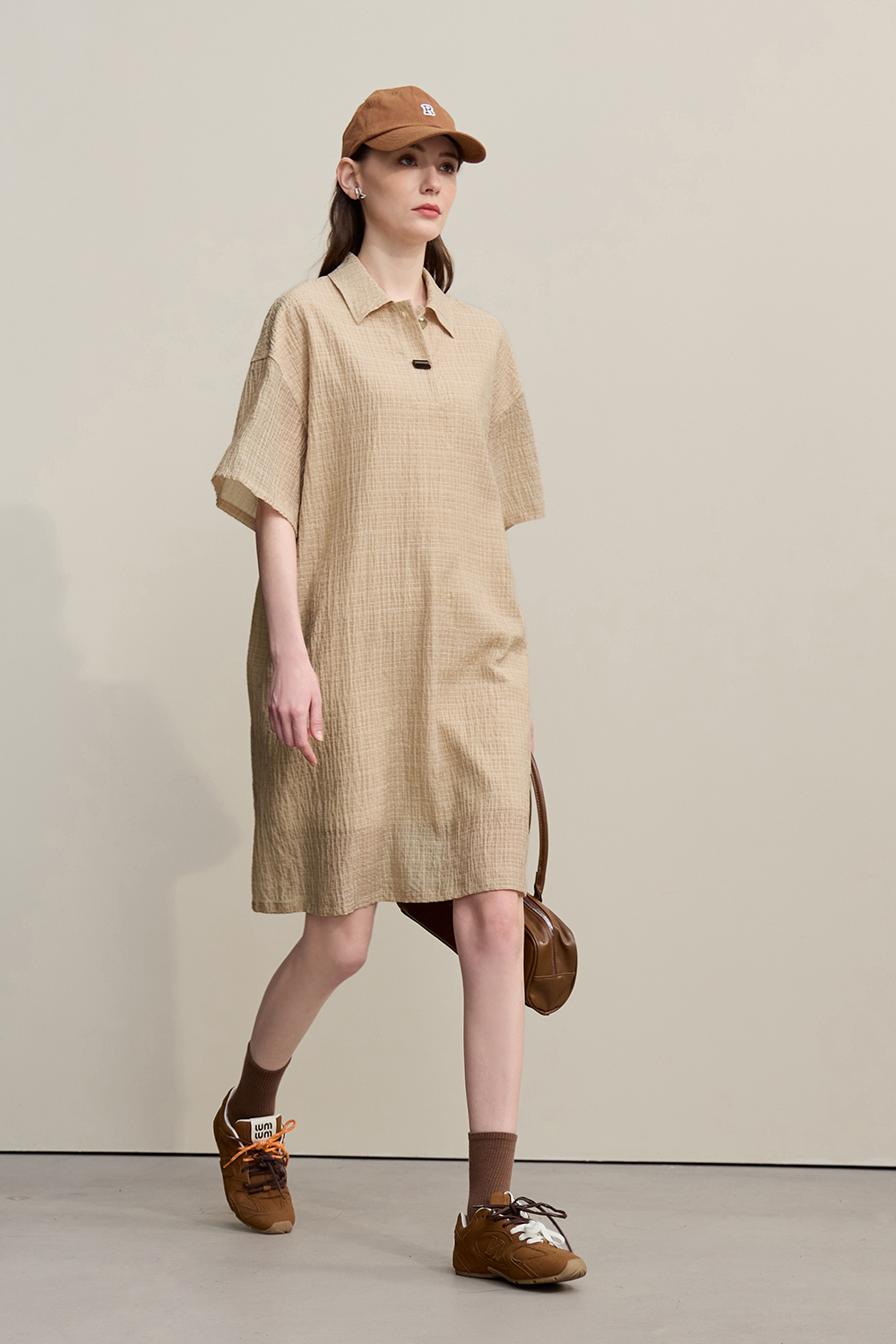 Lapel Half Placket Dress