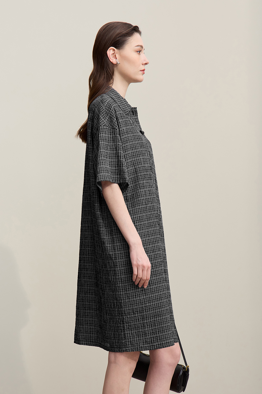 Lapel Half Placket Dress