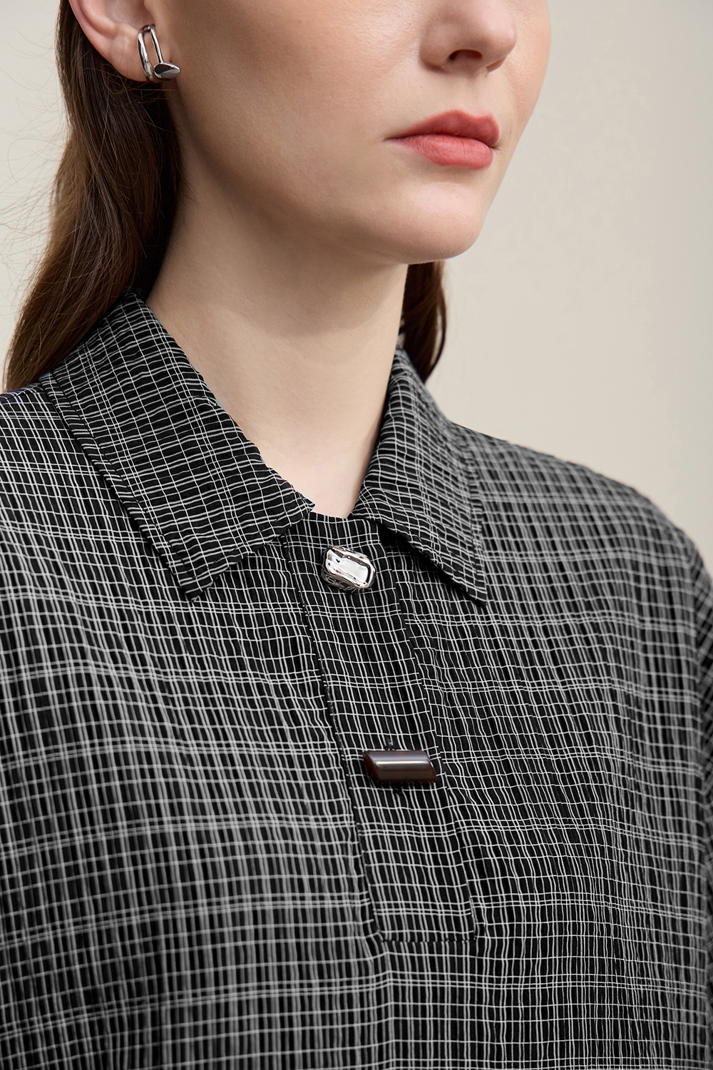 Lapel Half Placket Dress