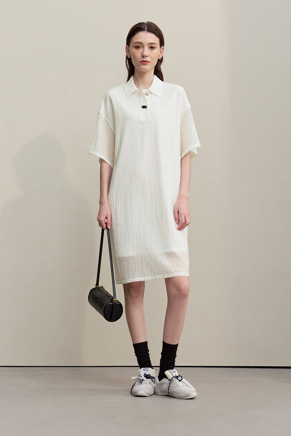 Lapel Half Placket Dress