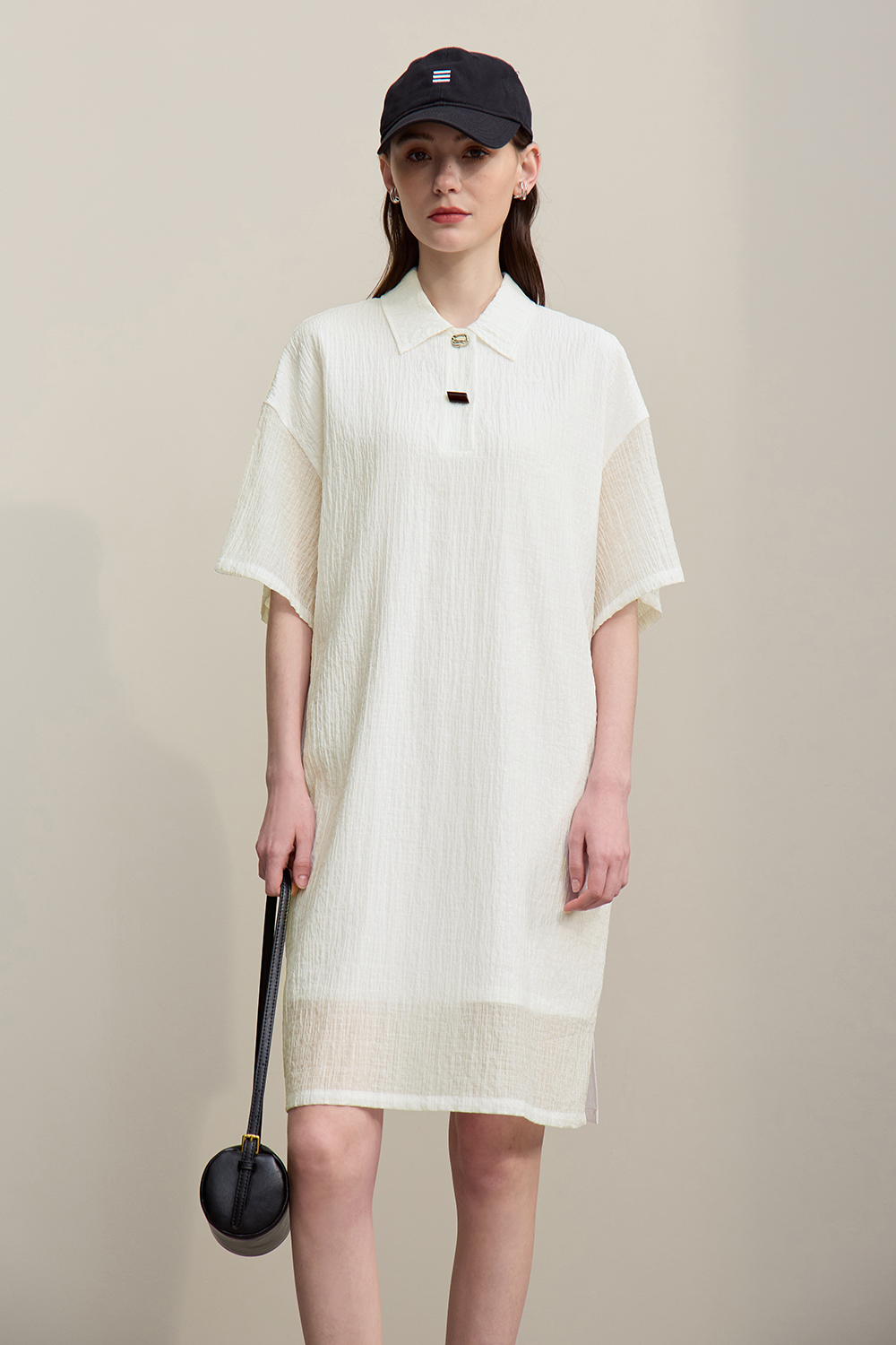 Lapel Half Placket Dress