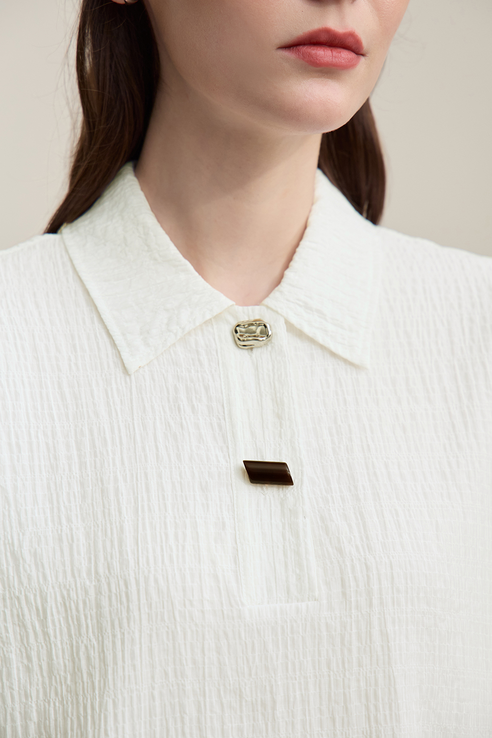 Lapel Half Placket Dress