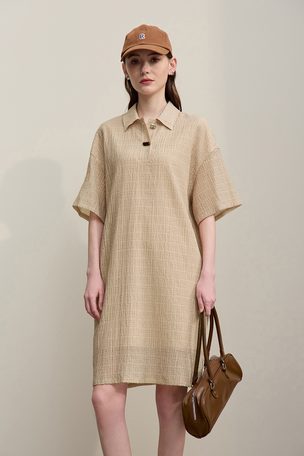 Lapel Half Placket Dress