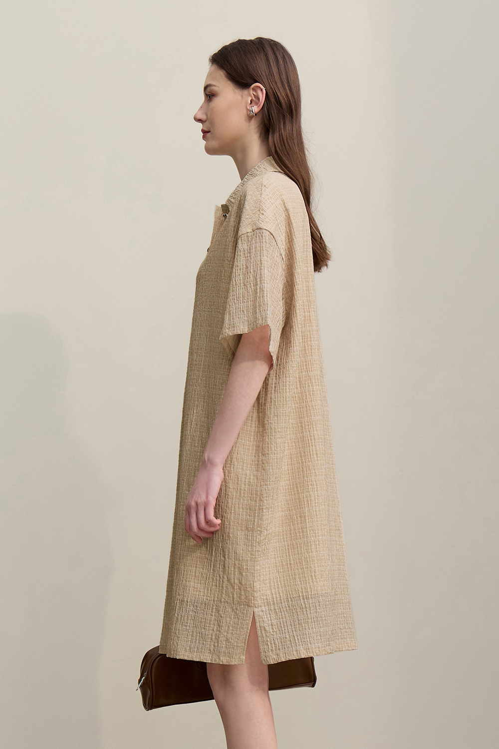 Lapel Half Placket Dress