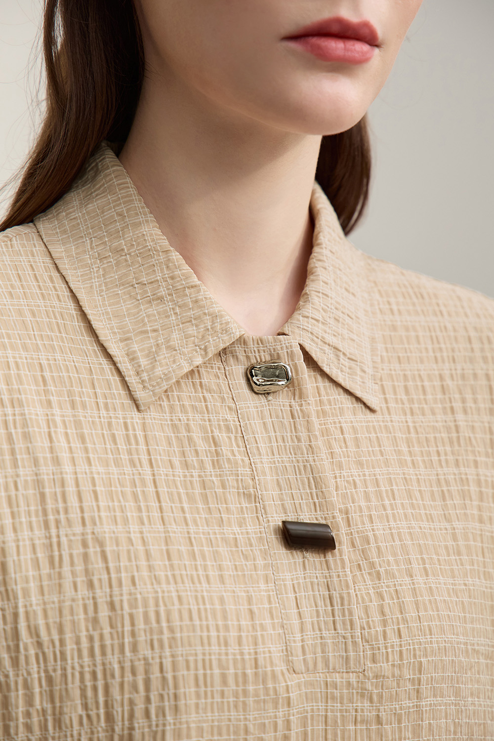 Lapel Half Placket Dress