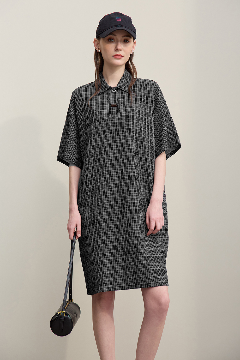 Lapel Half Placket Dress