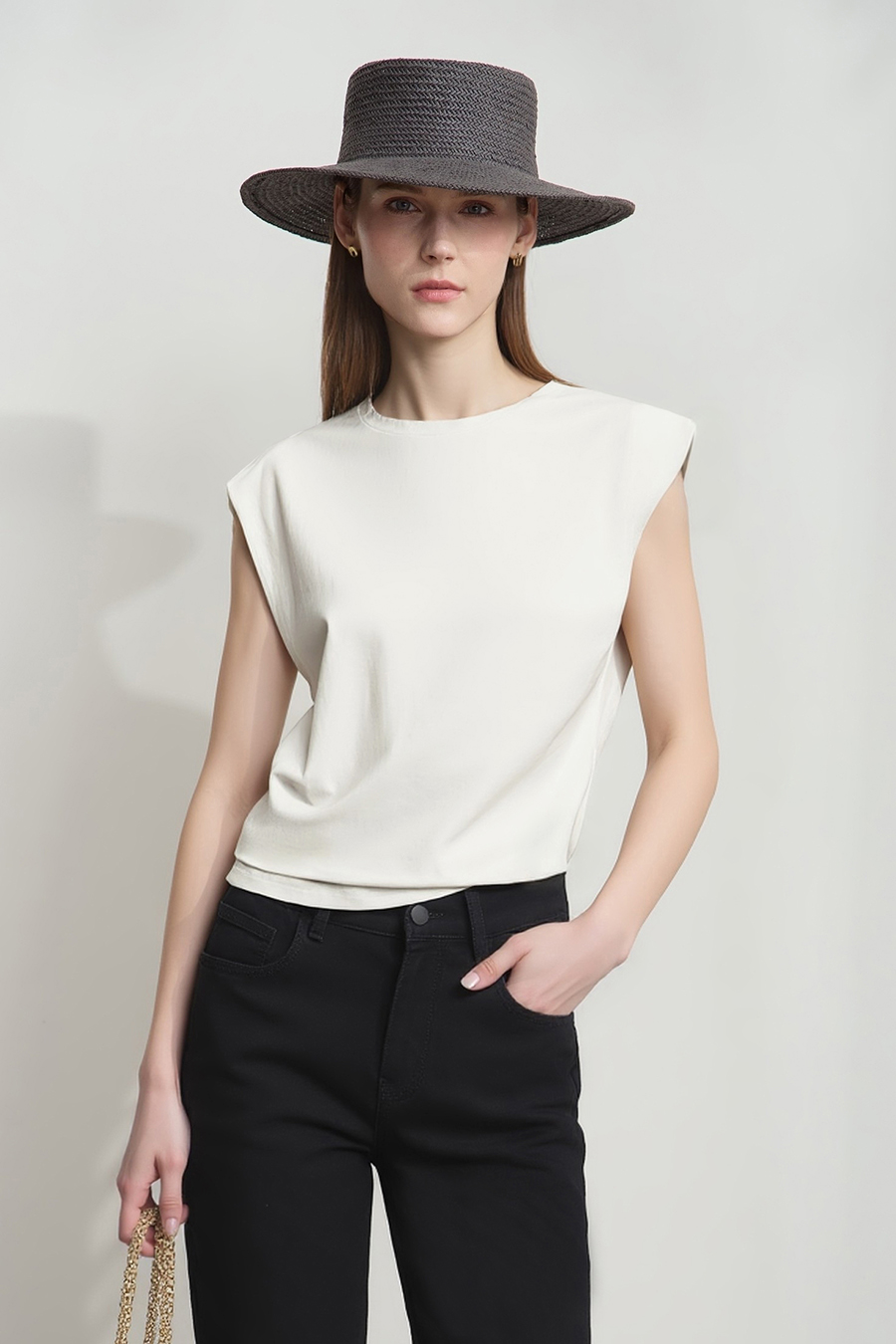 Wide Shoulder Ice Porcelain Cotton T-shirt