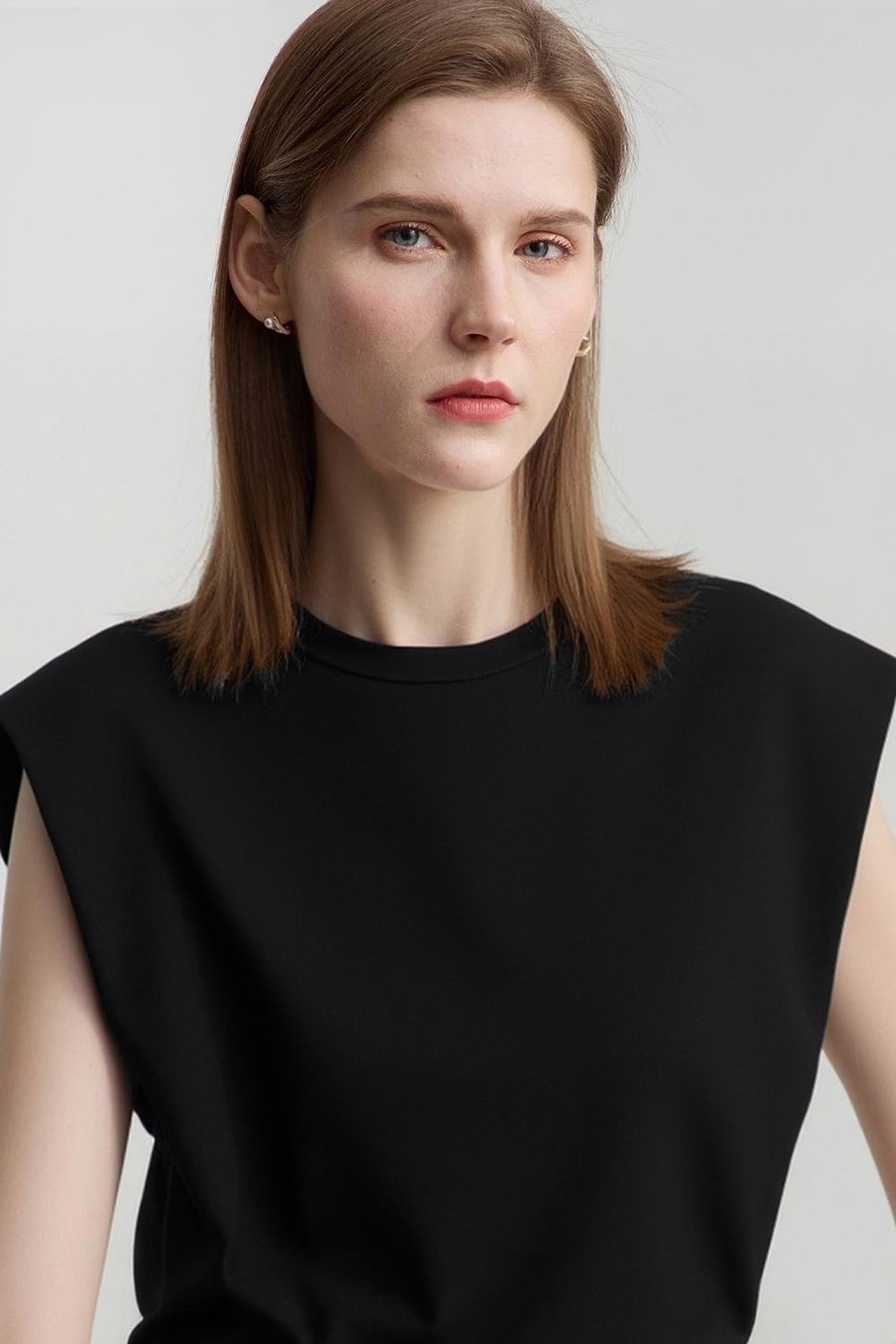 Wide Shoulder Ice Porcelain Cotton T-shirt