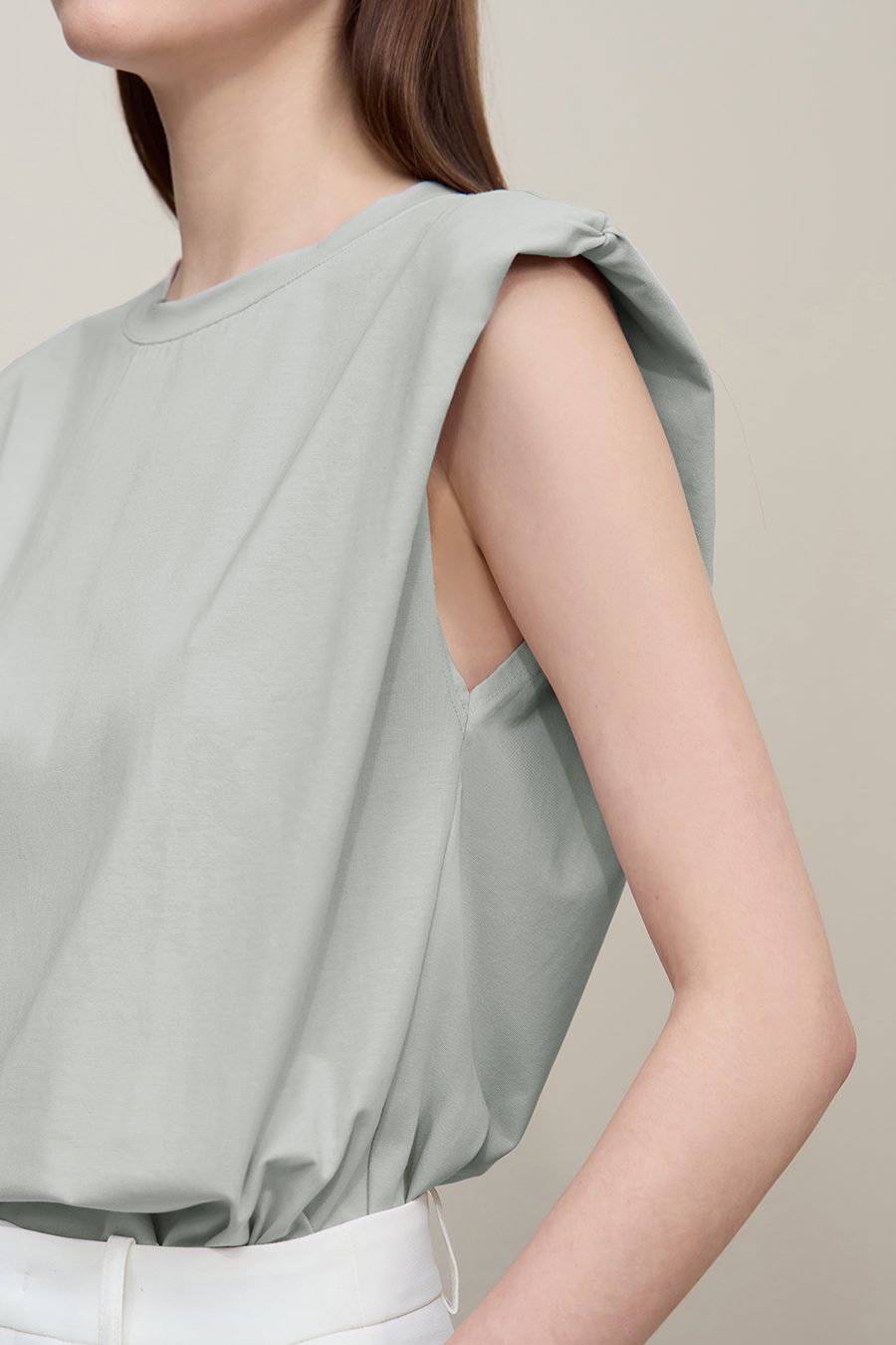 Wide Shoulder Ice Porcelain Cotton T-shirt