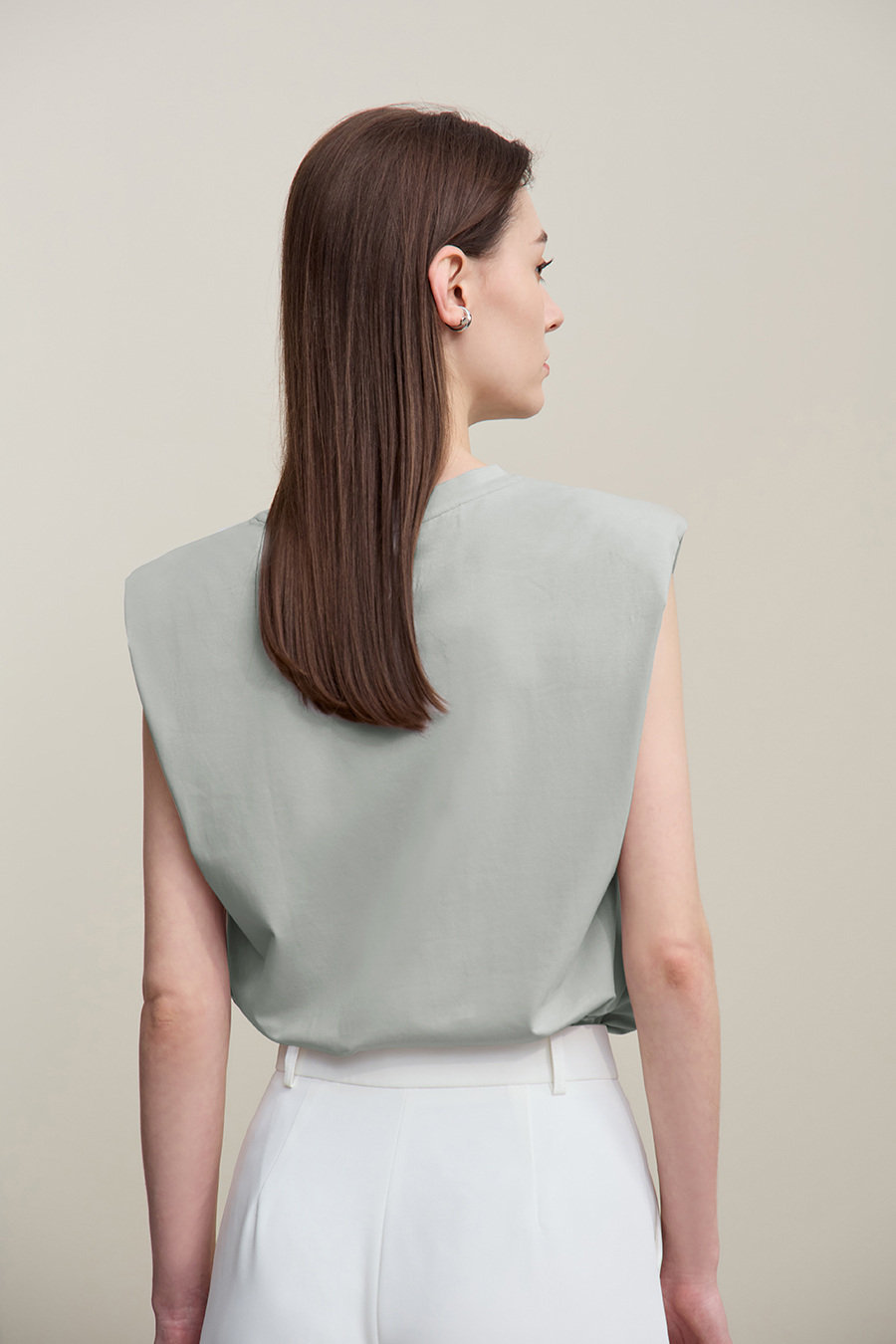 Wide Shoulder Ice Porcelain Cotton T-shirt