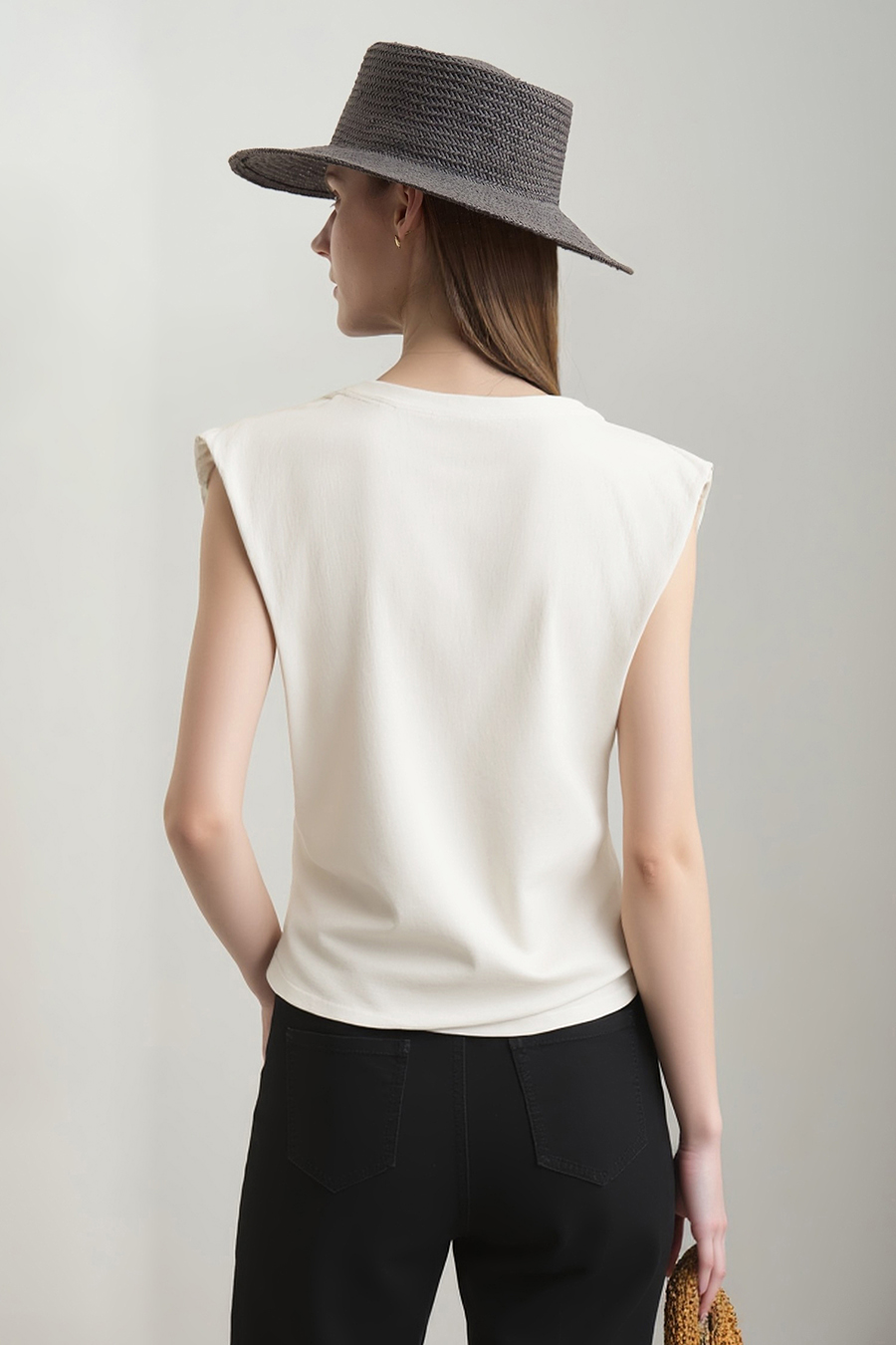 Wide Shoulder Ice Porcelain Cotton T-shirt