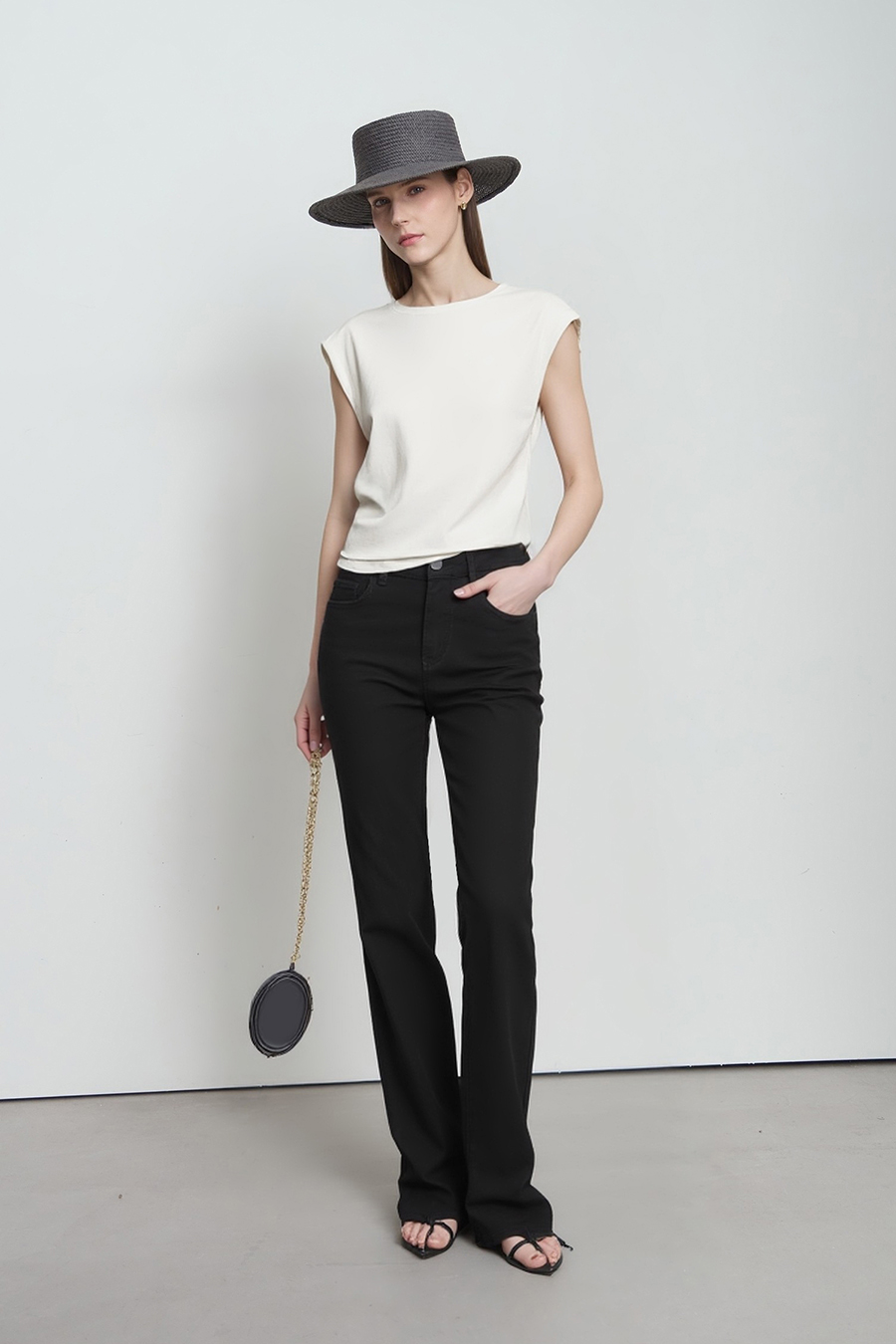 Wide Shoulder Ice Porcelain Cotton T-shirt