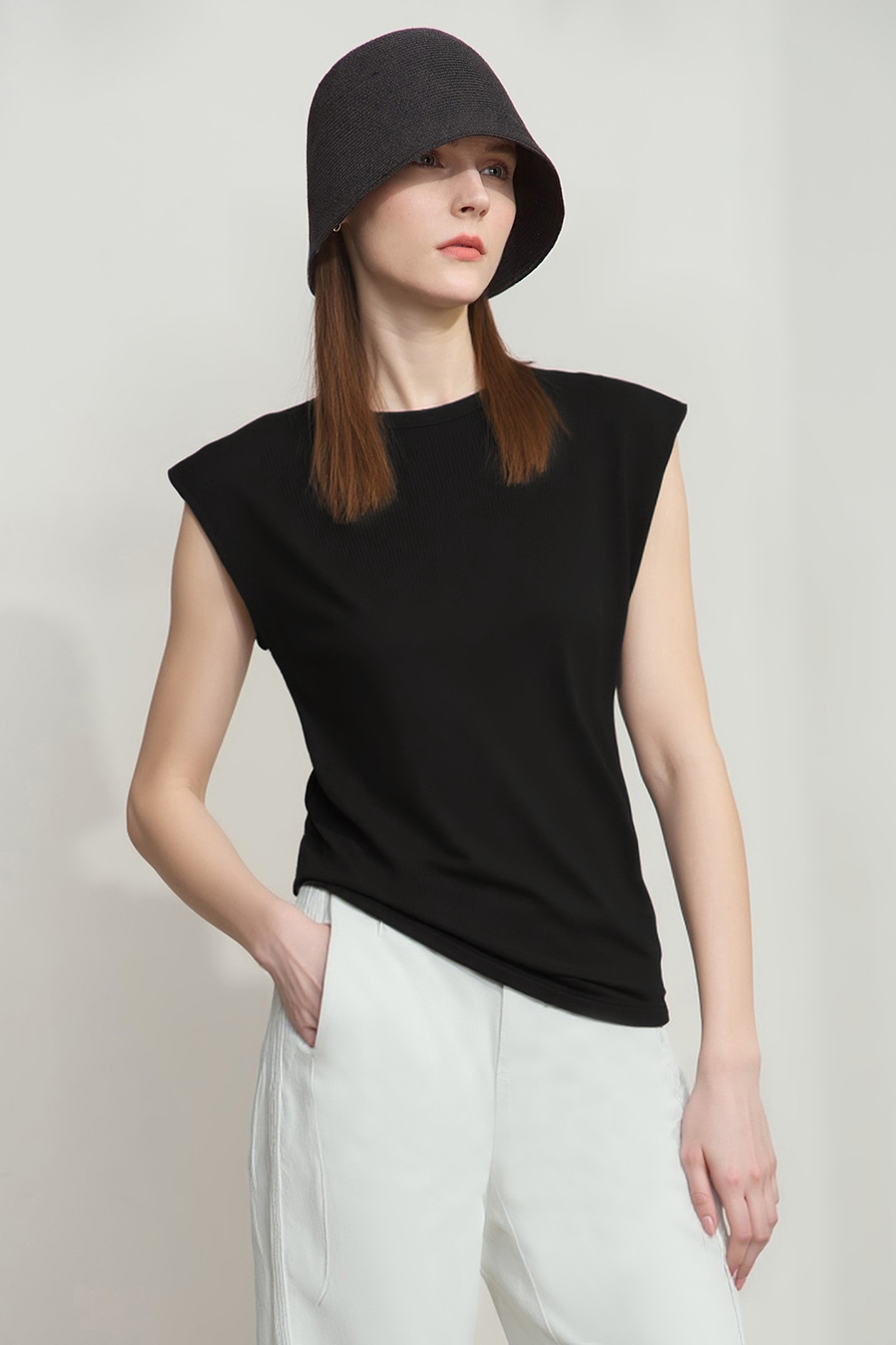 Wide Shoulder Ice Porcelain Cotton T-shirt