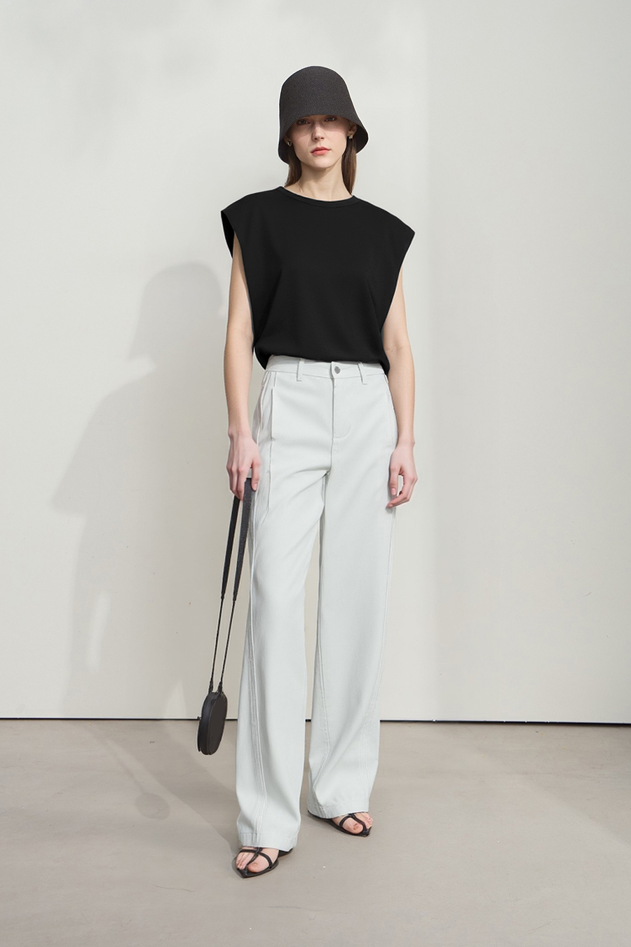 Wide Shoulder Ice Porcelain Cotton T-shirt