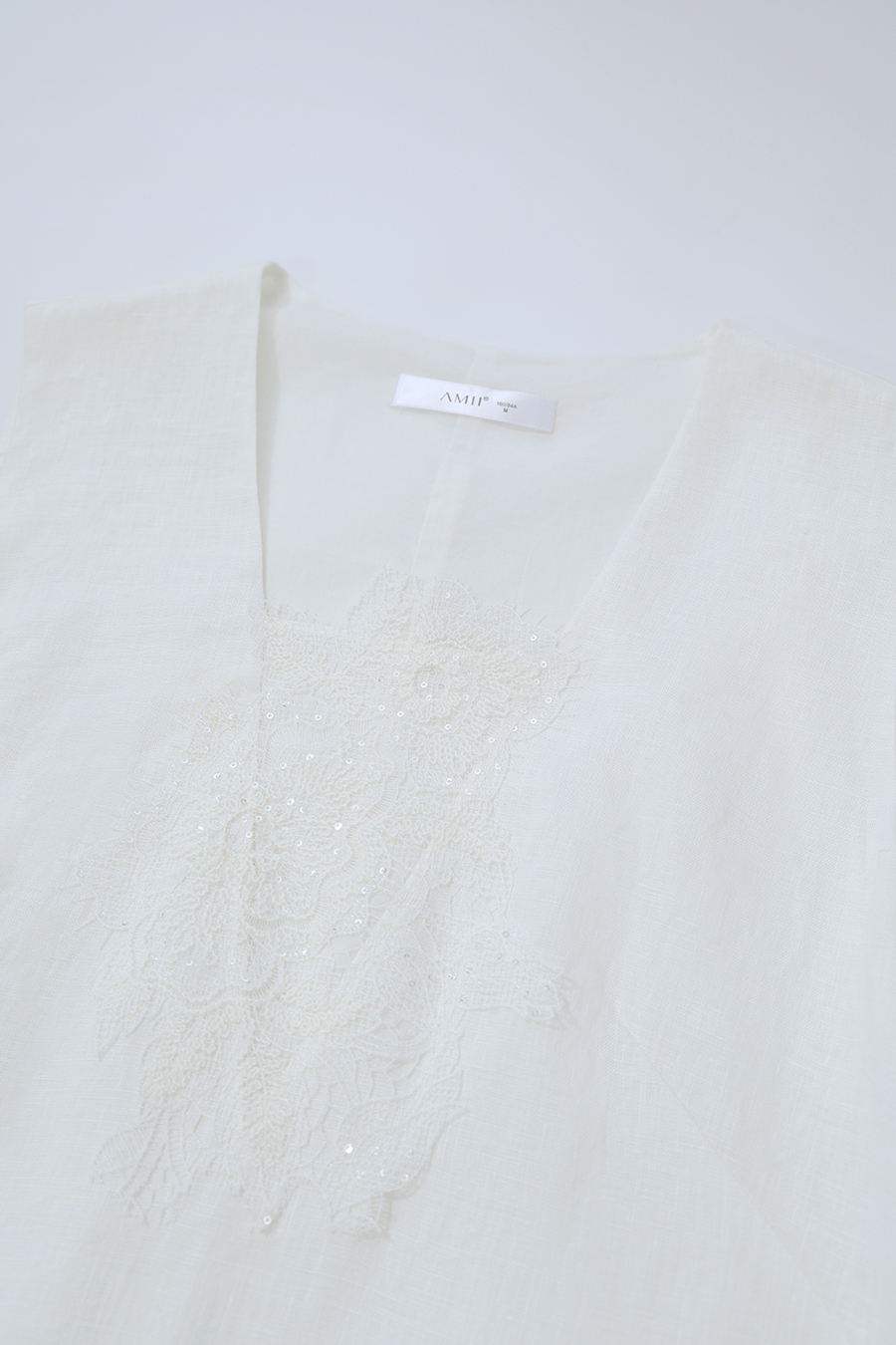 V-Neck Pure Linen Dress|AMII