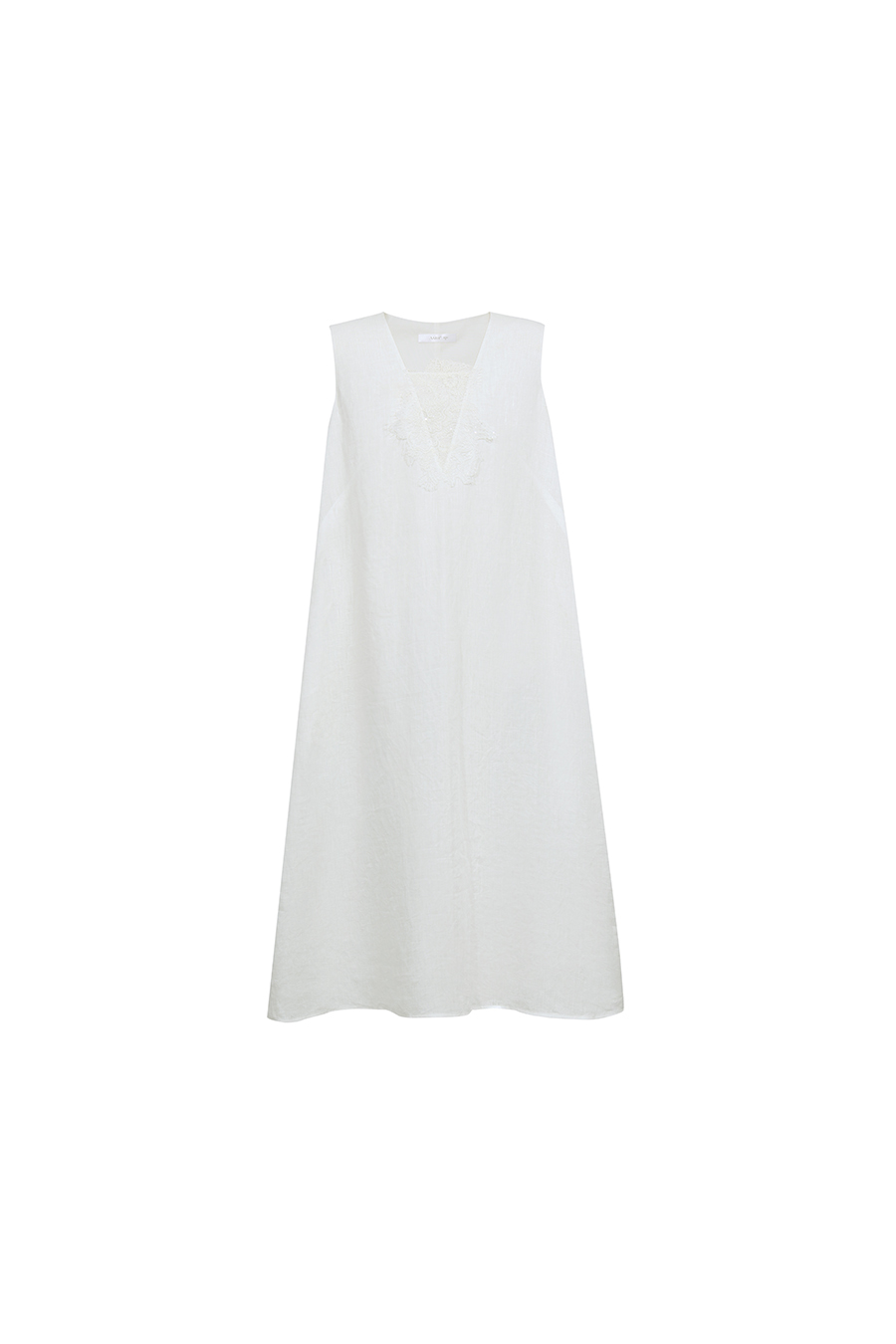 V-Neck Pure Linen Dress|AMII