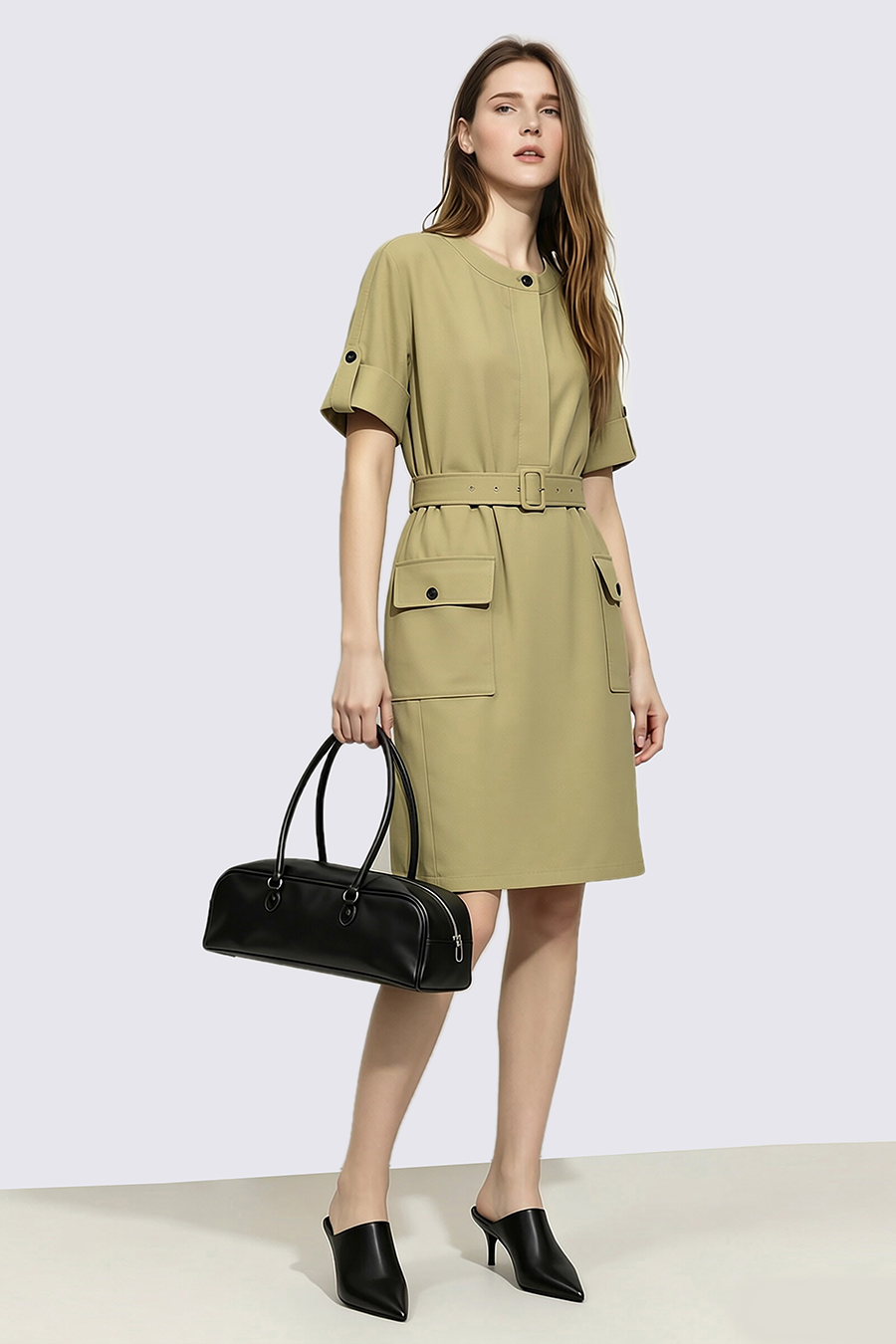 Workwear Waist Belt Dress