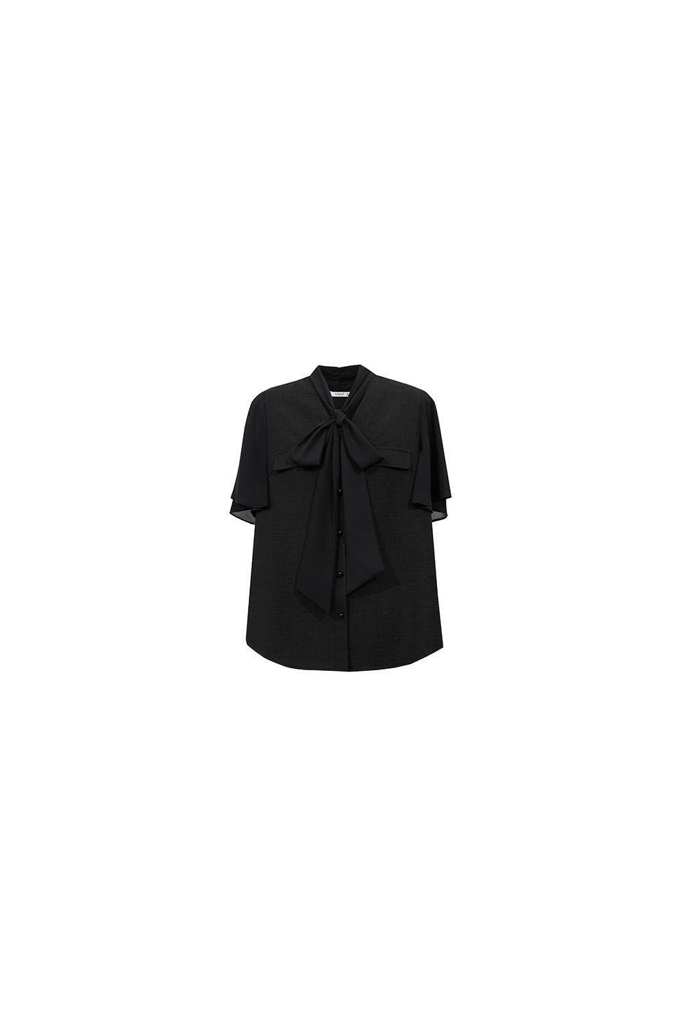 Contrast Fabric Spliced Chiffon Blouse|AMII