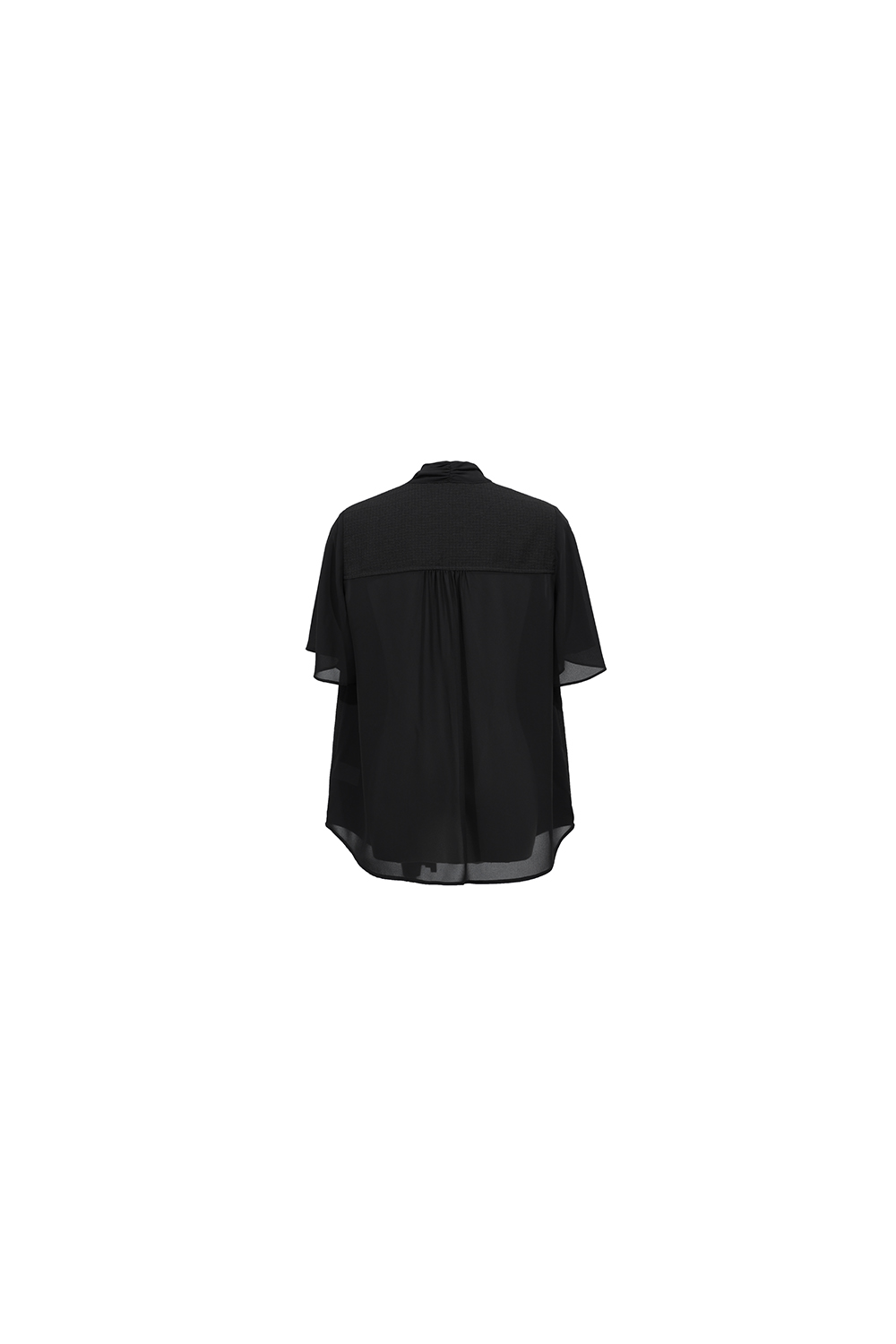 Contrast Fabric Spliced Chiffon Blouse|AMII