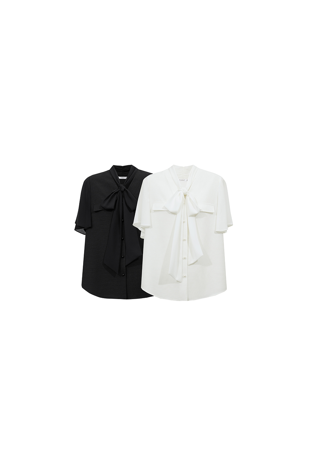 Contrast Fabric Spliced Chiffon Blouse|AMII