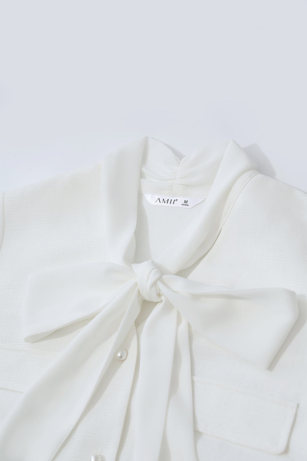 Contrast Fabric Spliced Chiffon Blouse|AMII