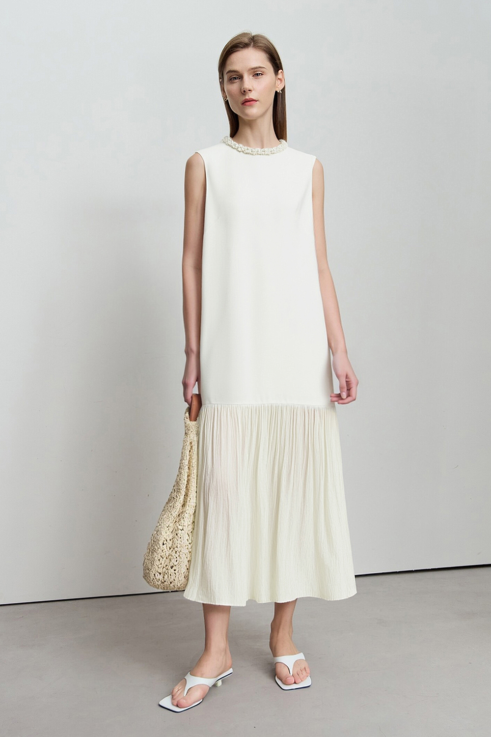 Elegant Contrast Fabric Dress