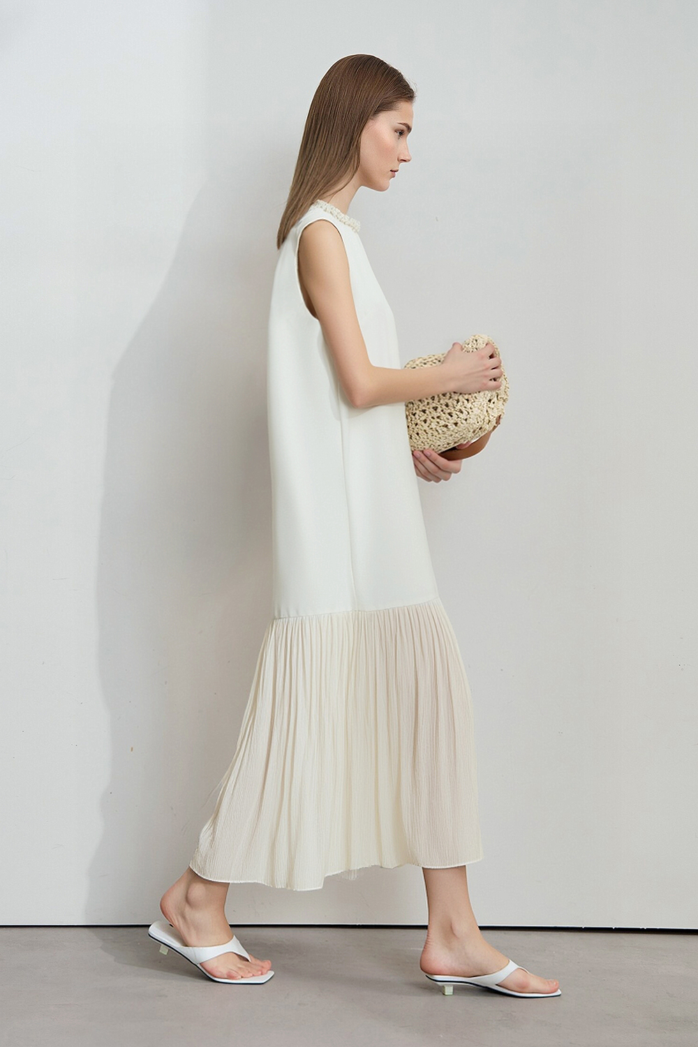 Elegant Contrast Fabric Dress