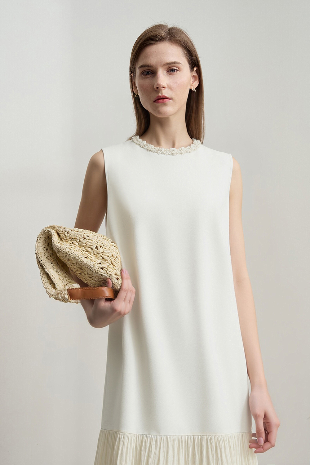 Elegant Contrast Fabric Dress