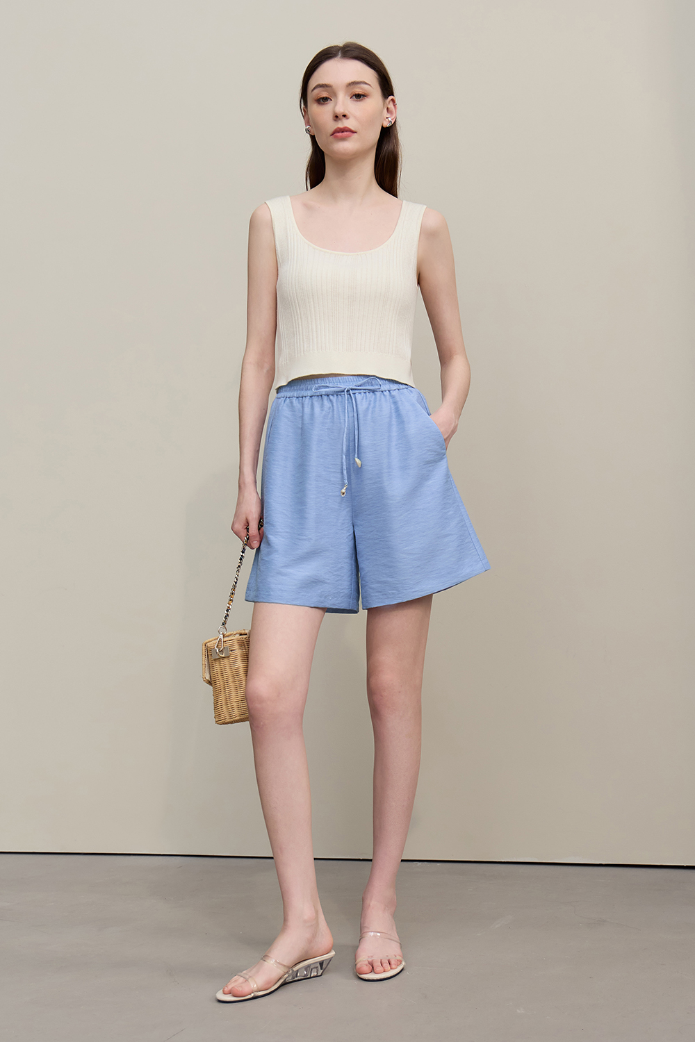 Vacation Drop Shoulder Shirt+Casual Shorts