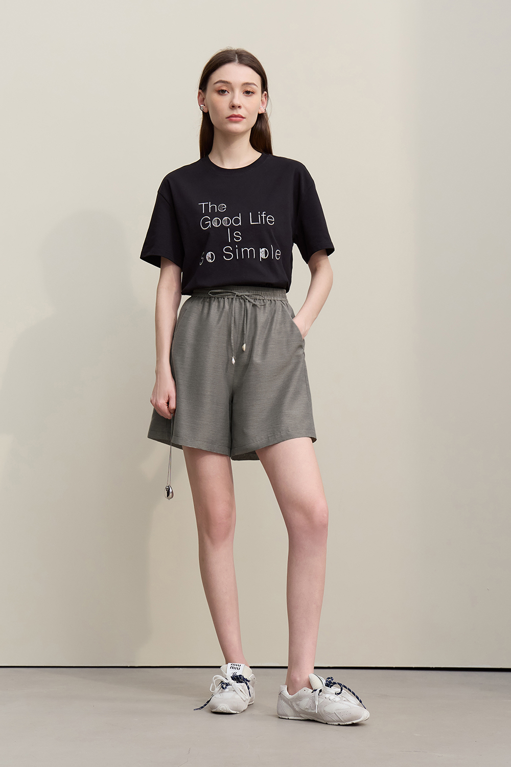Vacation Drop Shoulder Shirt+Casual Shorts