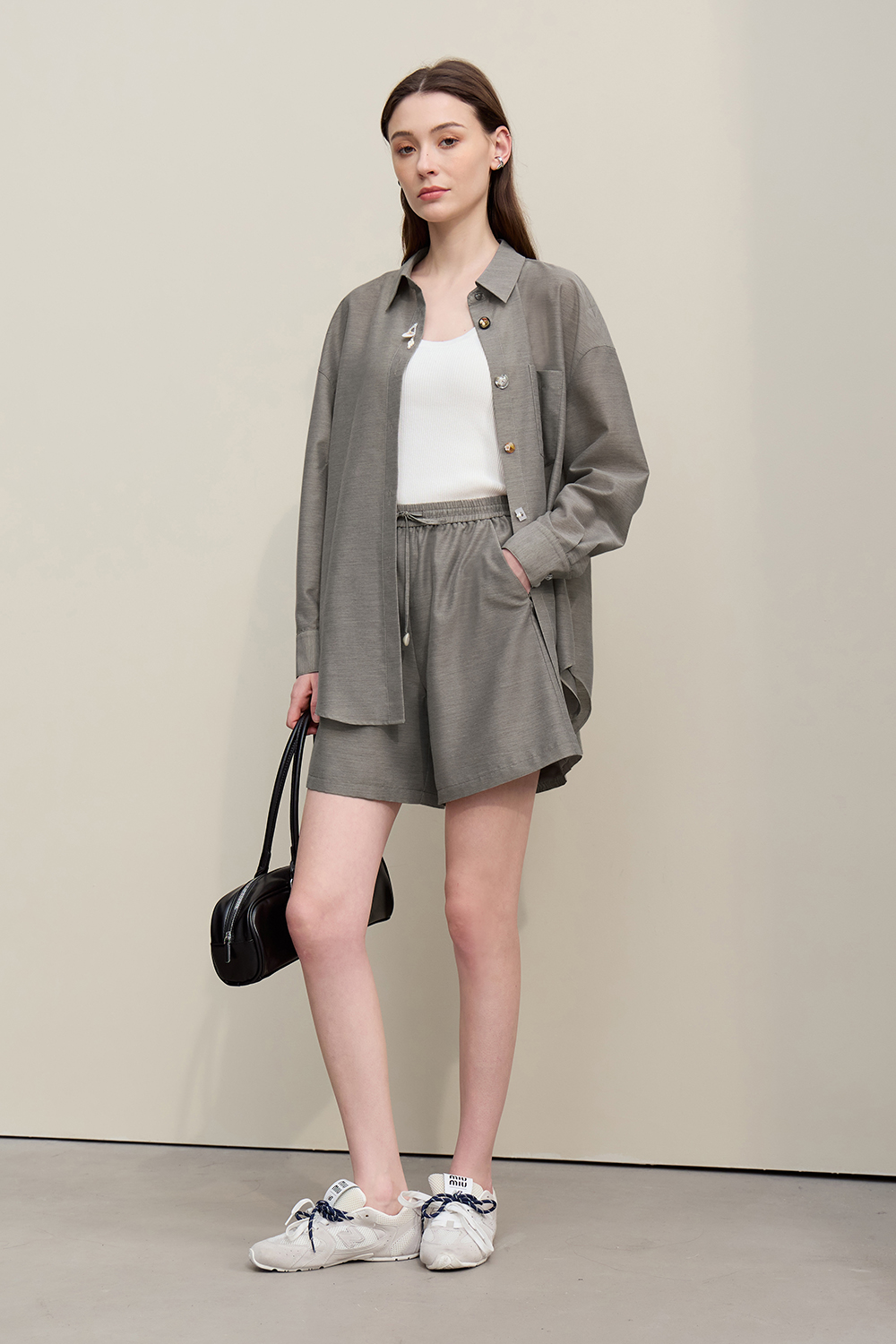 Vacation Drop Shoulder Shirt+Casual Shorts