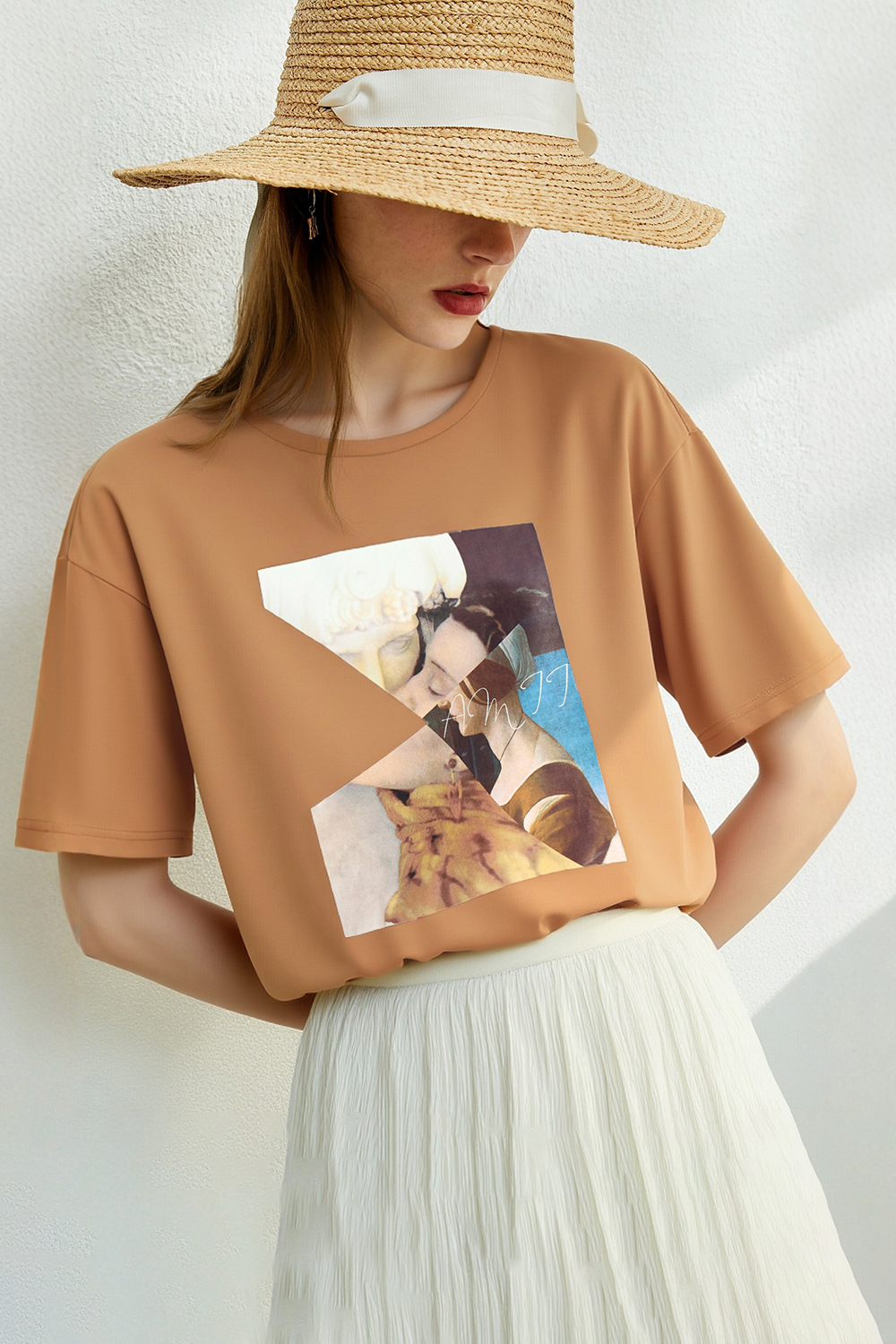 Oil Painting Print Cotton T-shirt