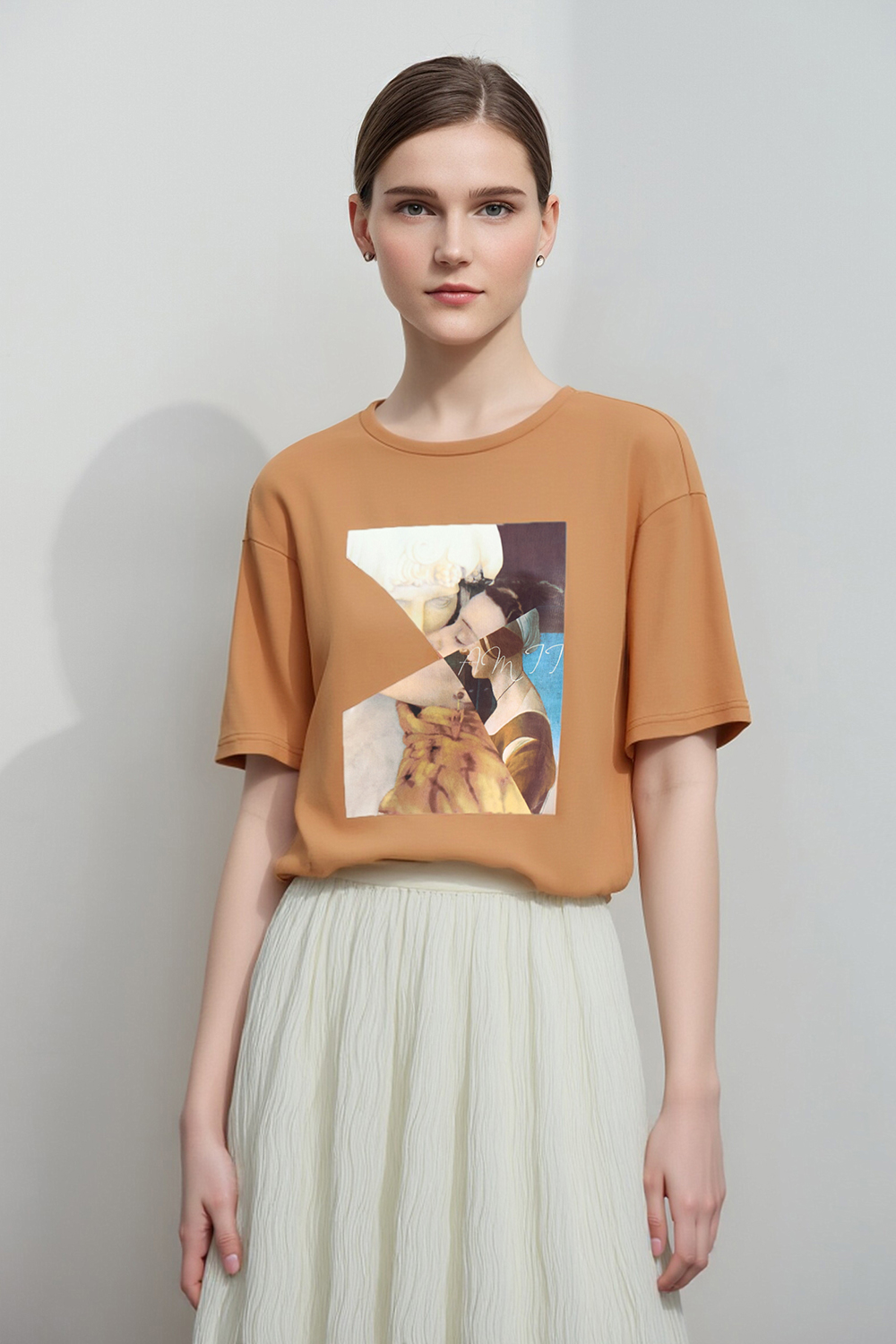 Oil Painting Print Cotton T-shirt
