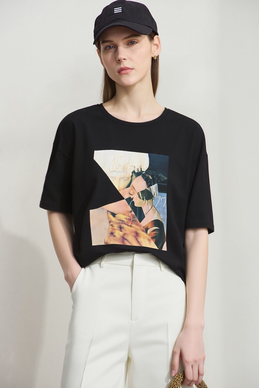 Oil Painting Print Cotton T-shirt