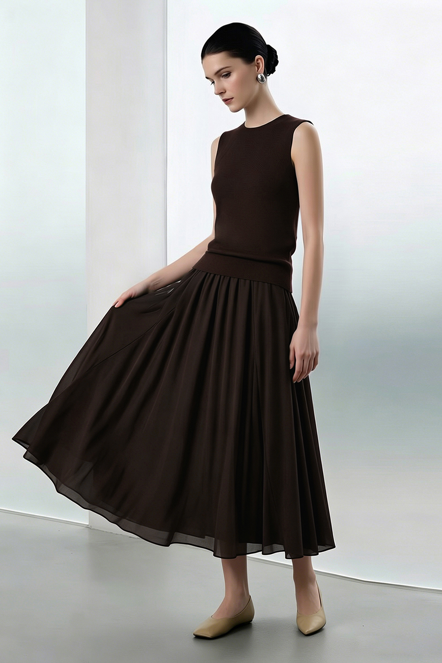 Irregular Hem Midi Skirt|AMII