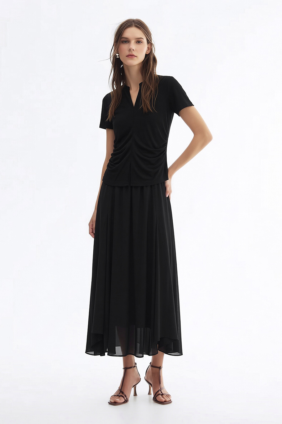 Irregular Hem Midi Skirt|AMII