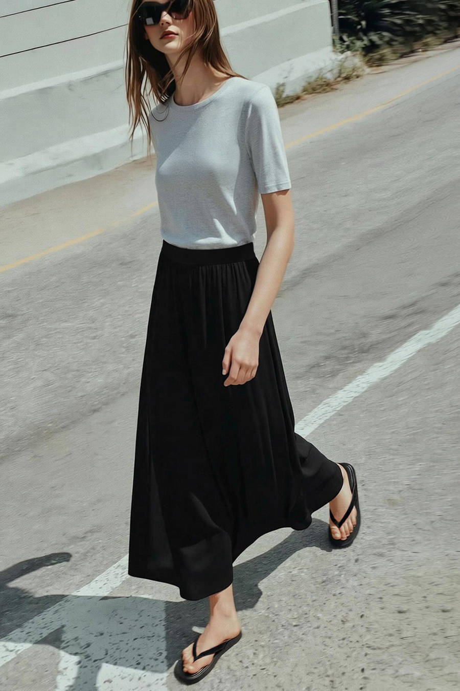 Irregular Hem Midi Skirt|AMII