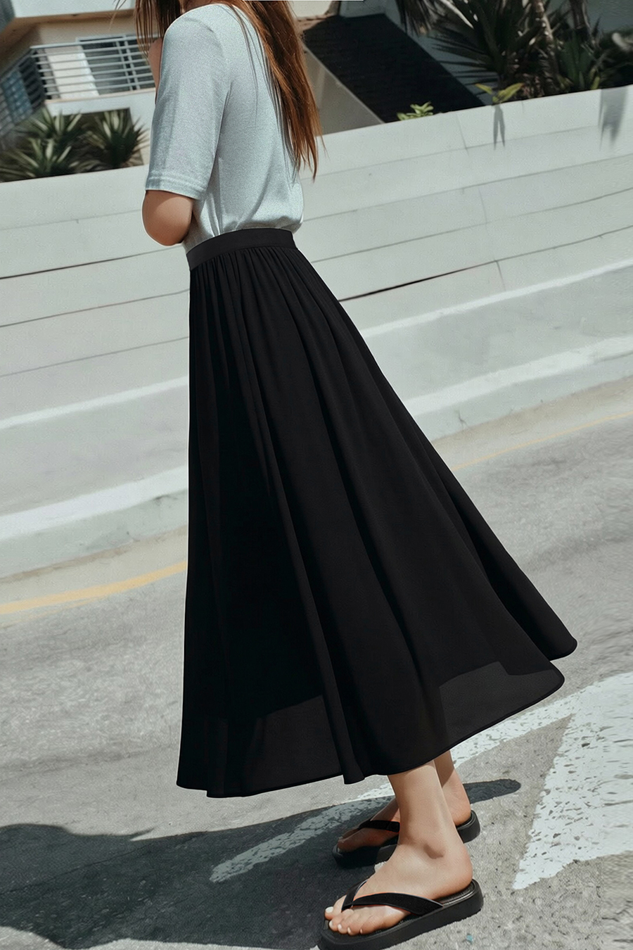 Irregular Hem Midi Skirt|AMII
