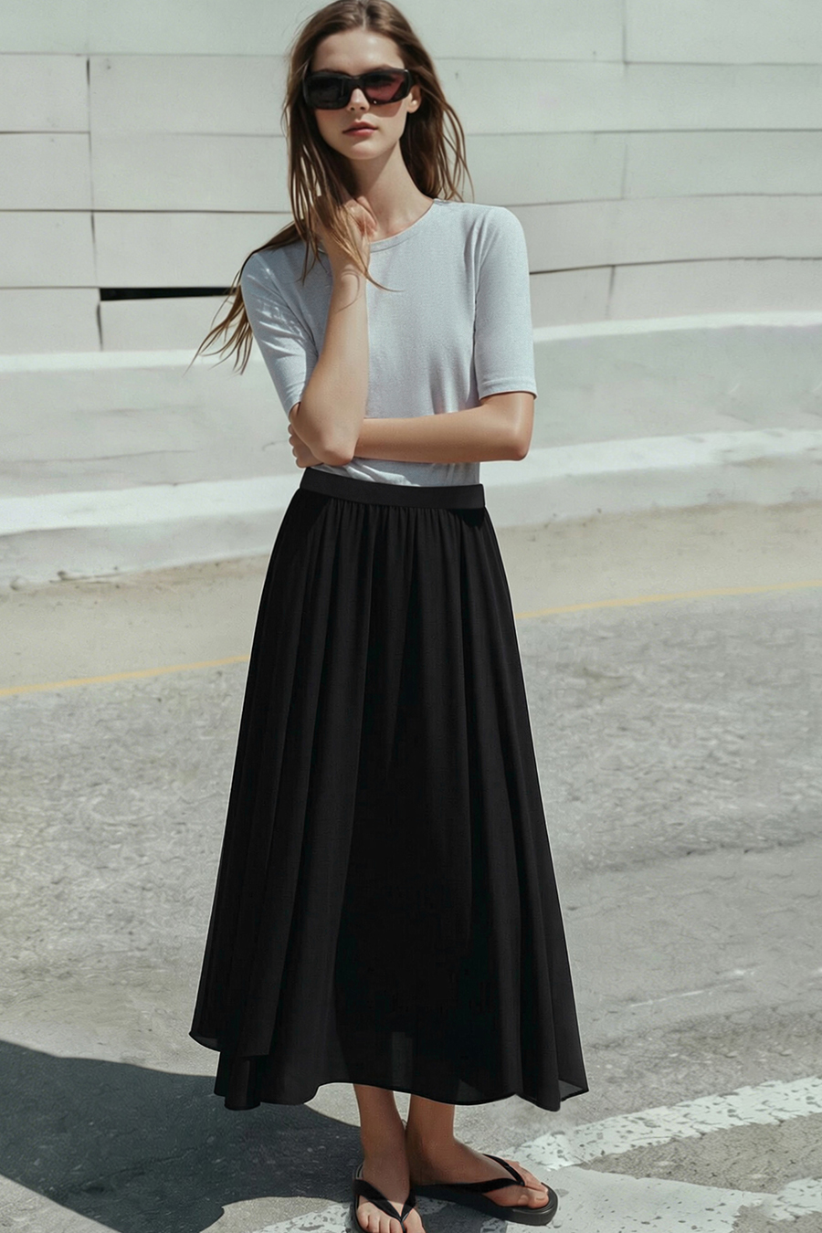 Irregular Hem Midi Skirt|AMII