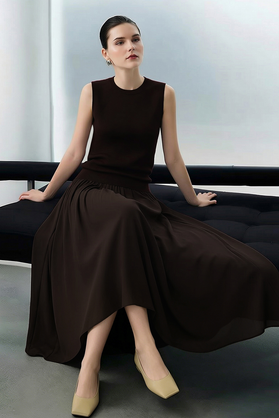 Irregular Hem Midi Skirt|AMII