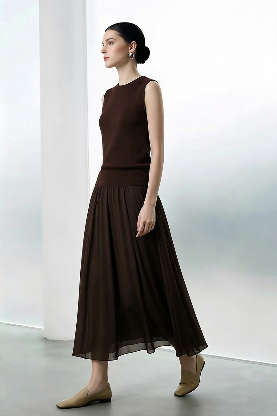 Irregular Hem Midi Skirt|AMII