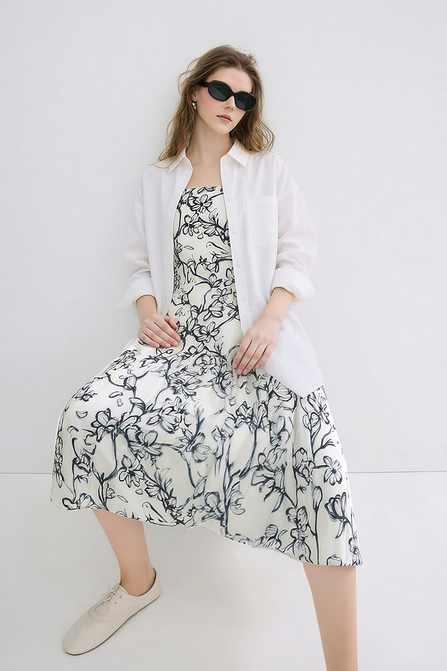 Printed Sling Dress|AMII