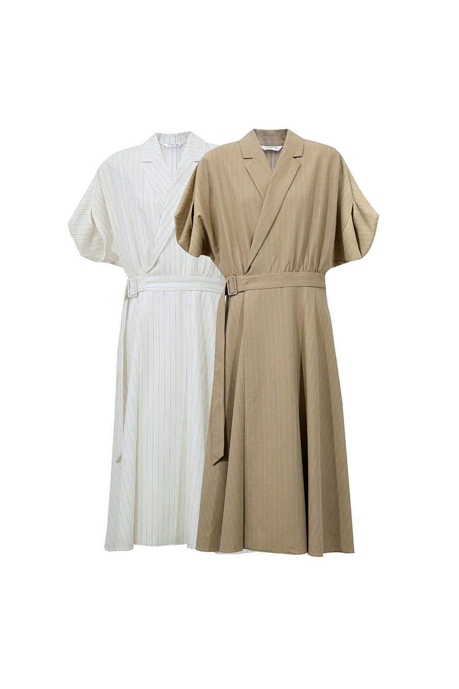 Blazer Collar Striped Dress|AMII